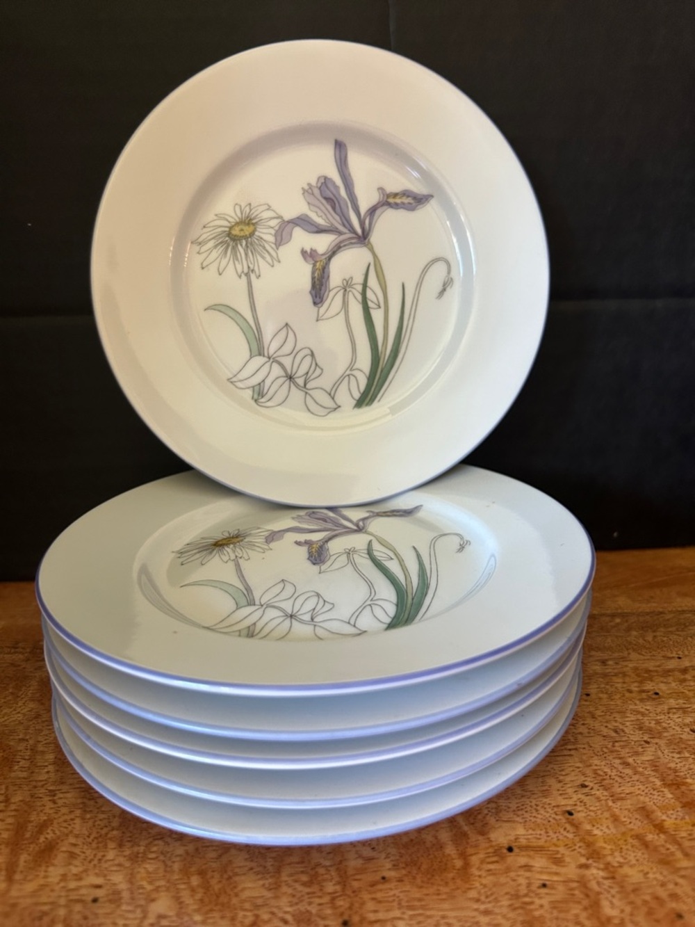 BLOCK SPAL Vintage 1981 Watercolors Floral Porcelain Dessert Plates - Set of 6